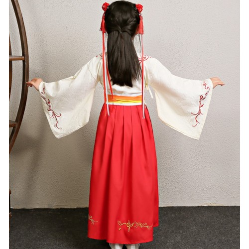 Girls chinese folk dance costumes ancient traditional performance drama cosplay priness hanfu cotton linen material robes dress